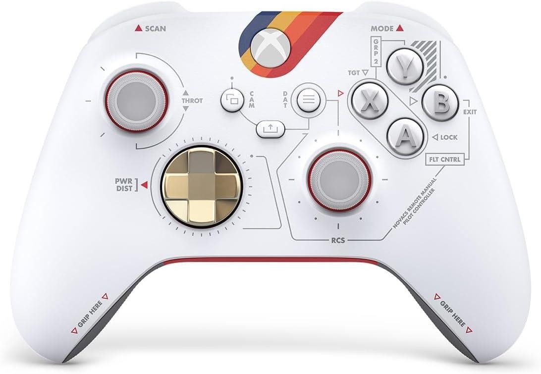 White Xbox wireless controller in Starfield Edition design